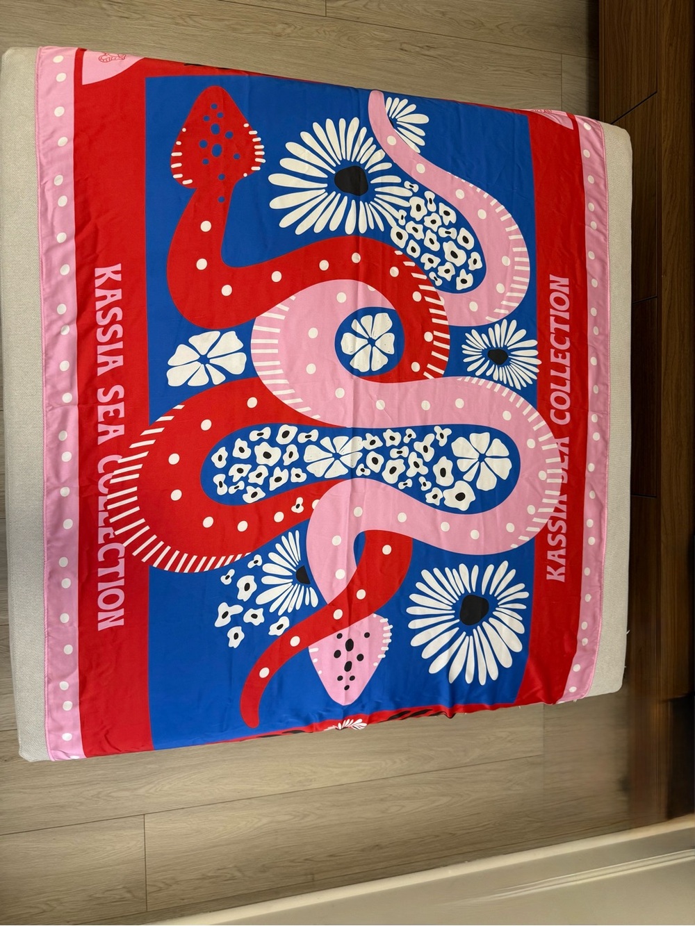 Kassia Sea Collection Red and Pink Snake Print with White Flowers Pareo